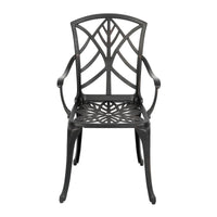 Ensemble de 2 chaises de patio extérieures, en aluminium coulé, noir avec bordure dorée