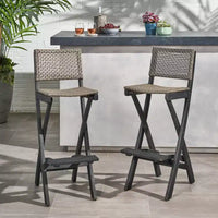 Tabourets de bar pliants en bois d'acacia Polaris, lot de 2, gris foncé - Christopher Knight Home