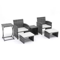 Sunsitt Ensemble de conversation de patio d'extérieur 6 pièces avec ottoman Blanc
