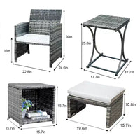 Sunsitt Ensemble de conversation de patio d'extérieur 6 pièces avec ottoman Blanc