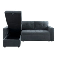 Canapé sectionnel convertible réversible avec lit escamotable, méridienne de rangement dissimulée et pieds durables