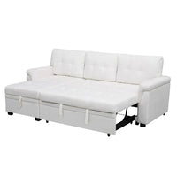 Canapé sectionnel réversible avec lit escamotable, méridienne de rangement dissimulée, pieds durables,