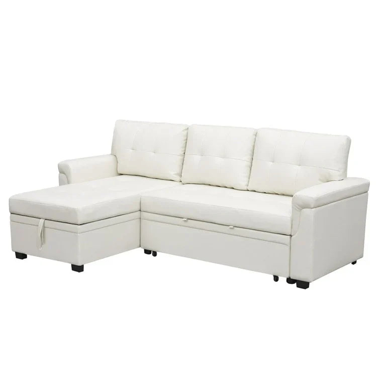Canapé sectionnel convertible réversible avec lit escamotable, méridienne de rangement dissimulée et pieds durables