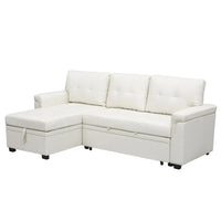 Canapé sectionnel convertible réversible avec lit escamotable, méridienne de rangement dissimulée et pieds durables