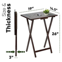Tables de service pliantes pour télévision PJ Wood avec support de rangement compact, expresso, ensemble de 5 pièces - 36.38