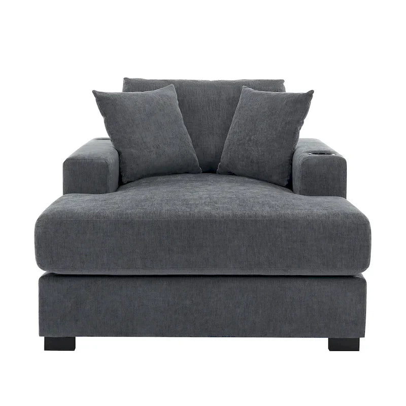 Chaise longue surdimensionnée en trois tailles avec coussins