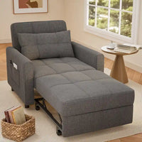 Fauteuil-lit escamotable 3 en 1, fauteuil convertible réglable pliable, canapé de détente capitonné