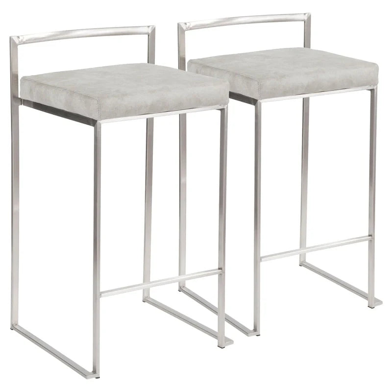 Tabouret de comptoir Silver Orchid Forrest en acier inoxydable empilable et entièrement soudé (lot de 2)