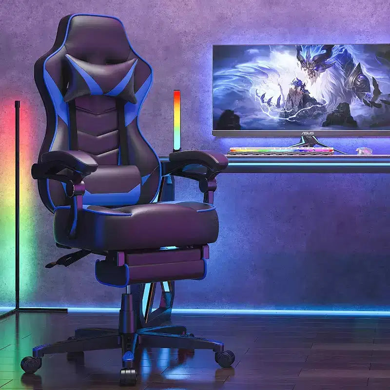 Chaise de Gaming ELECWISH avec Repose-pieds, Soutien Lombaire, Chaise d'Ordinateur Respirante avec Coussin à Ressorts Ensachés, Chaises pour Adultes