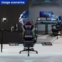Chaise de Gaming ELECWISH avec Repose-pieds, Soutien Lombaire, Chaise d'Ordinateur Respirante avec Coussin à Ressorts Ensachés, Chaises pour Adultes