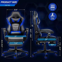 Chaise de Gaming ELECWISH avec Repose-pieds, Soutien Lombaire, Chaise d'Ordinateur Respirante avec Coussin à Ressorts Ensachés, Chaises pour Adultes