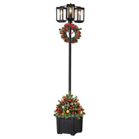 C Cattleya Lampadaire extérieur noir 3 lumières de 197 cm avec jardinière et verre trempé transparent
