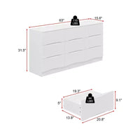 Commode horizontale Famapy pour chambre à coucher, moderne, minimaliste, poignées invisibles, blanc