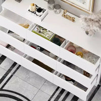 Commode horizontale Famapy pour chambre à coucher, moderne, minimaliste, poignées invisibles, blanc