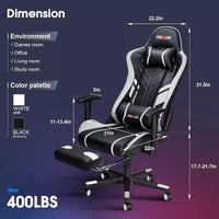 Douxlife Fauteuil de Jeu Ergonomique Moderne avec Massage à 7 Points, Repose-Pieds et Accoudoirs Réglables Noir et Blanc