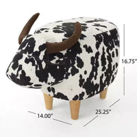 GDFStudio Moria Moderne en Bois d'Hévéa Velours Vache Ottoman