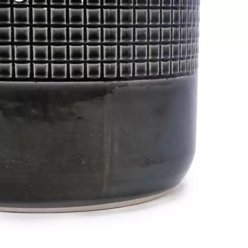 MAYEERTY Pot de Fleurs en Céramique 3 Pièces Jardinière Moderne Noire pour Patio Jardin et Rebords de Fenêtre