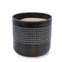 MAYEERTY Pot de Fleurs en Céramique 3 Pièces Jardinière Moderne Noire pour Patio Jardin et Rebords de Fenêtre