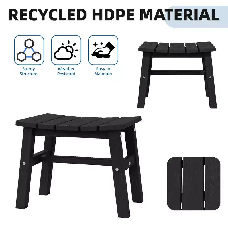 Hyleory HDPE Ottoman portable, tabouret d'extérieur ergonomique incurvé
