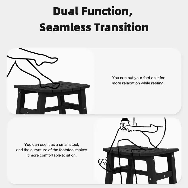 Hyleory HDPE Ottoman portable, tabouret d'extérieur ergonomique incurvé