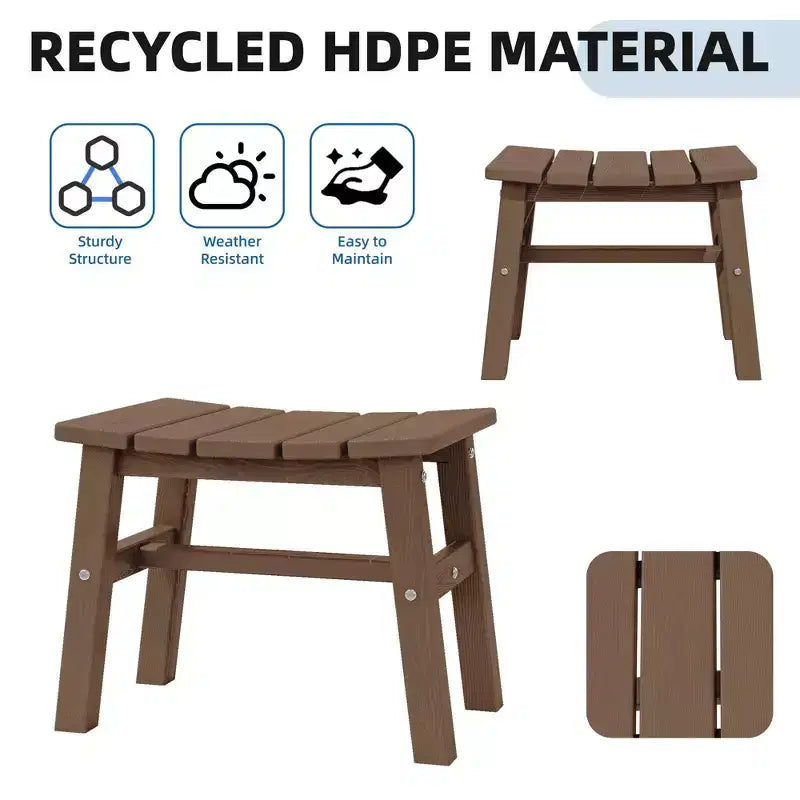 Hyleory HDPE Ottoman portable, tabouret d'extérieur ergonomique incurvé