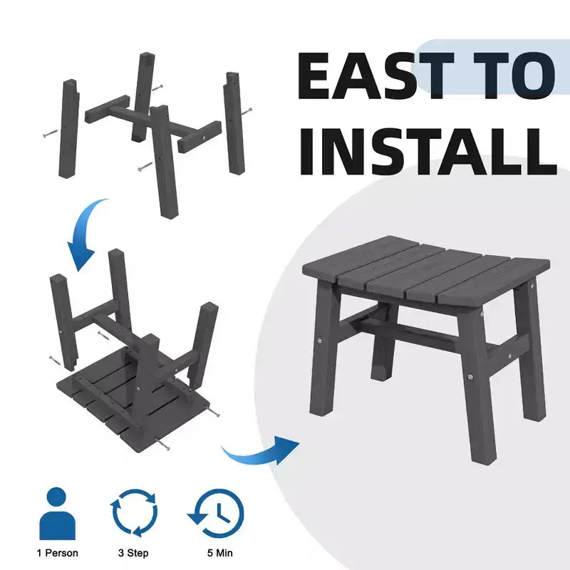Hyleory HDPE Ottoman portable, tabouret d'extérieur ergonomique incurvé