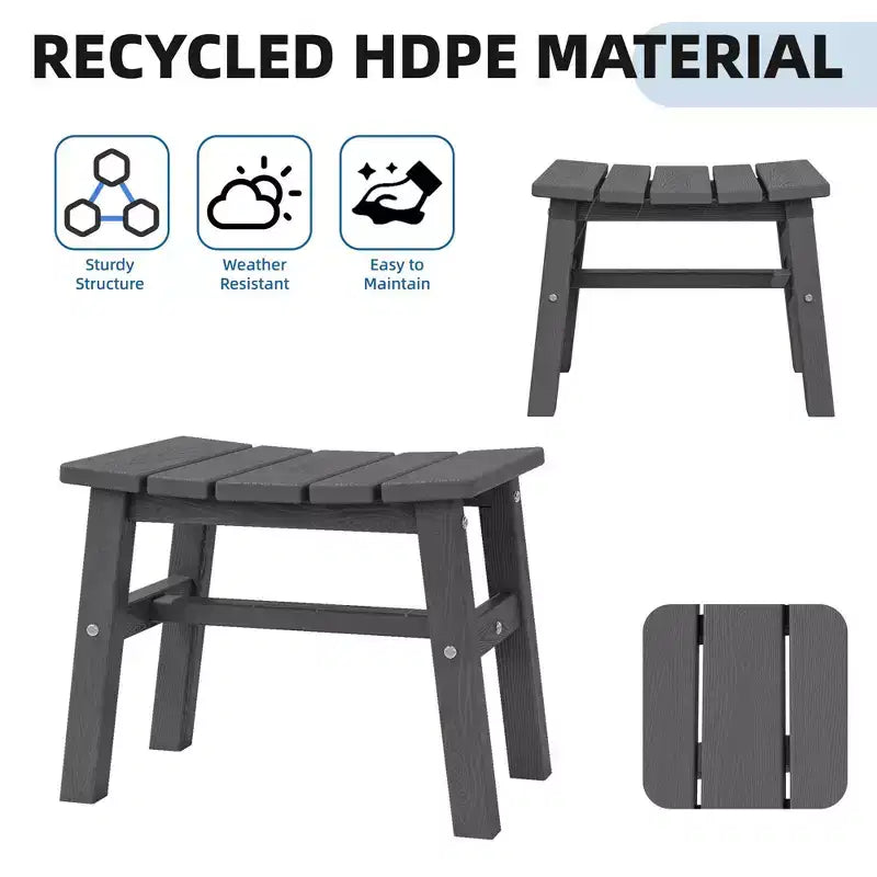 Hyleory HDPE Ottoman portable, tabouret d'extérieur ergonomique incurvé