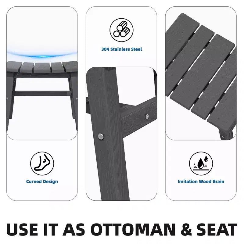 Hyleory HDPE Ottoman portable, tabouret d'extérieur ergonomique incurvé