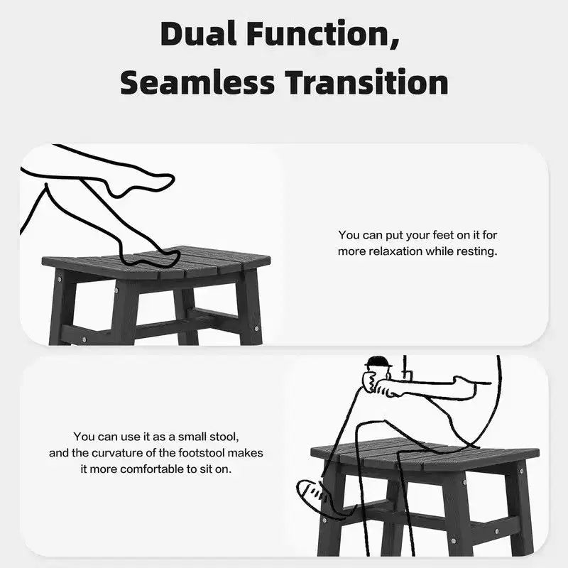Hyleory HDPE Ottoman portable, tabouret d'extérieur ergonomique incurvé