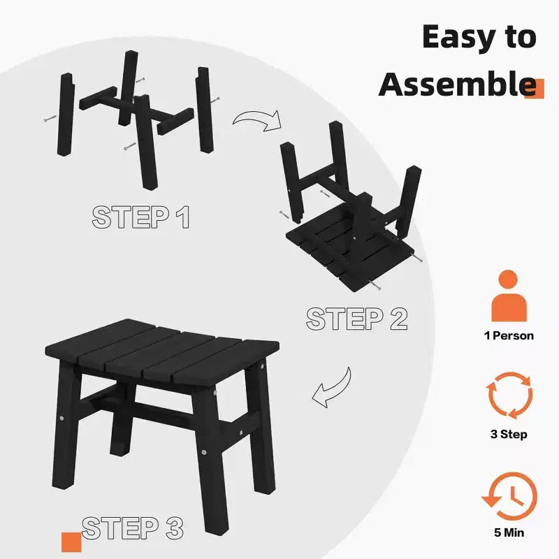 Hyleory HDPE Ottoman portable, tabouret d'extérieur ergonomique incurvé