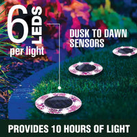 Bell + Howell Lumières de disque solaires rondes à mosaïque 6 LED avec marche/arrêt automatique
