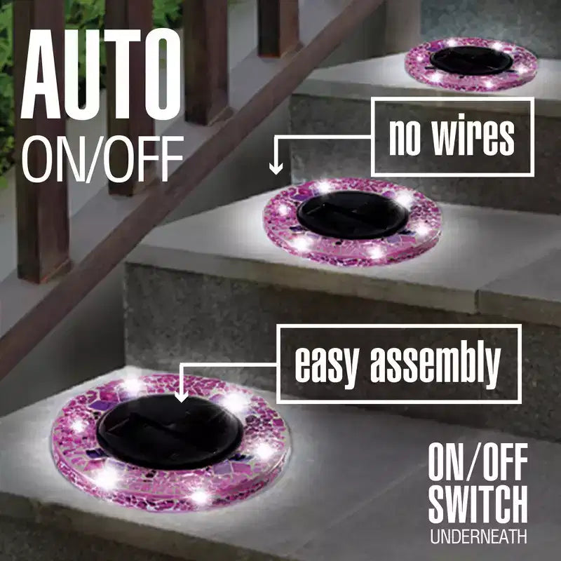 Bell + Howell Lumières de disque solaires rondes à mosaïque 6 LED avec marche/arrêt automatique