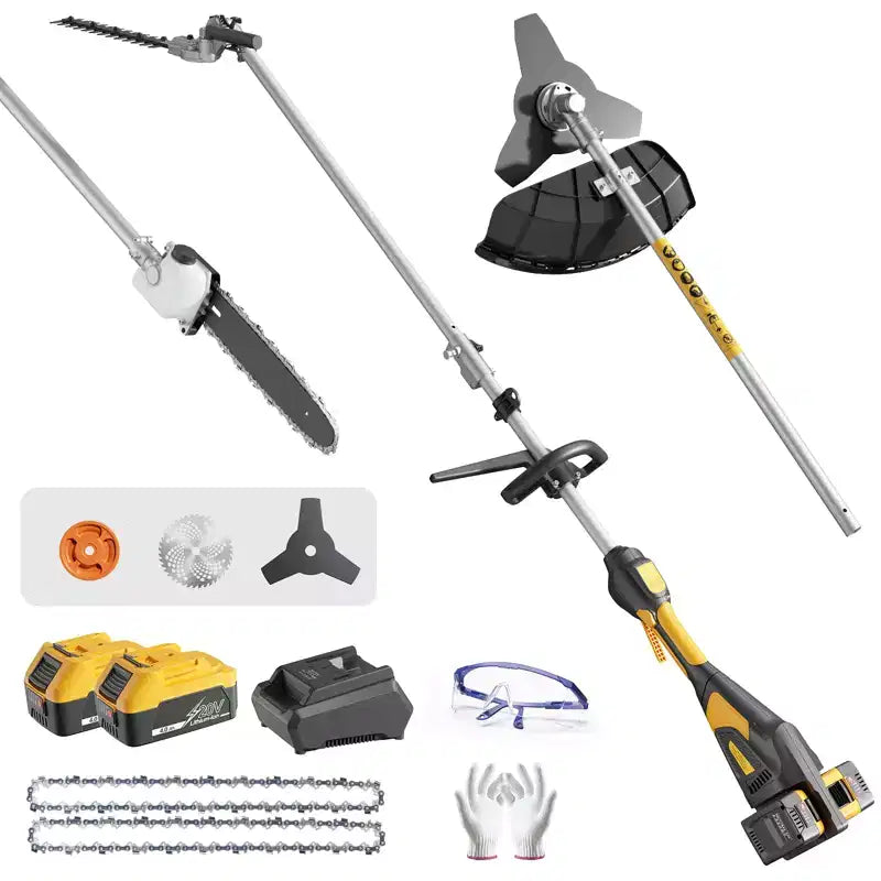 Coupe-bordure et élagueuse sur perche sans fil 4-en-1, doubles batteries 20V, sans balais
