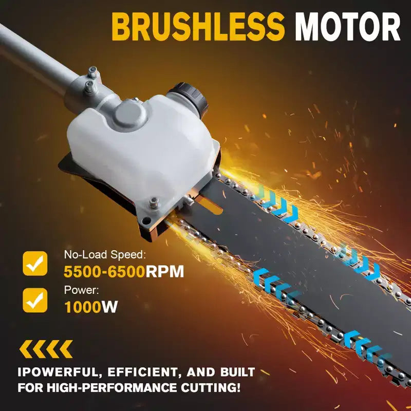 Coupe-bordure et élagueuse sur perche sans fil 4-en-1, doubles batteries 20V, sans balais