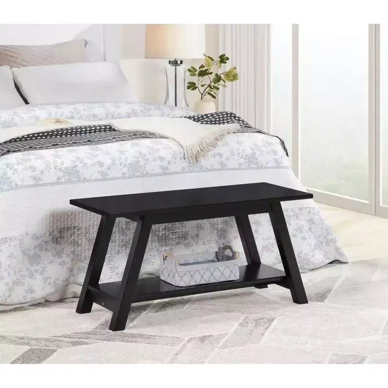 Banc en bois massif Elyz avec étagère de Roundhill Furniture