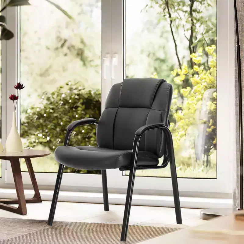Chaises de réception en similicuir pour salle de conférence avec accoudoirs rembourrés, chaise de bureau de direction sans roulettes