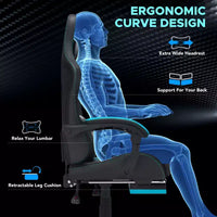 Fauteuil de massage et de jeu extra-large Hoffree, Fauteuil de bureau ergonomique pour PC avec repose-pieds et réglable