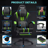 Fauteuil de massage et de jeu extra-large Hoffree, Fauteuil de bureau ergonomique pour PC avec repose-pieds et réglable