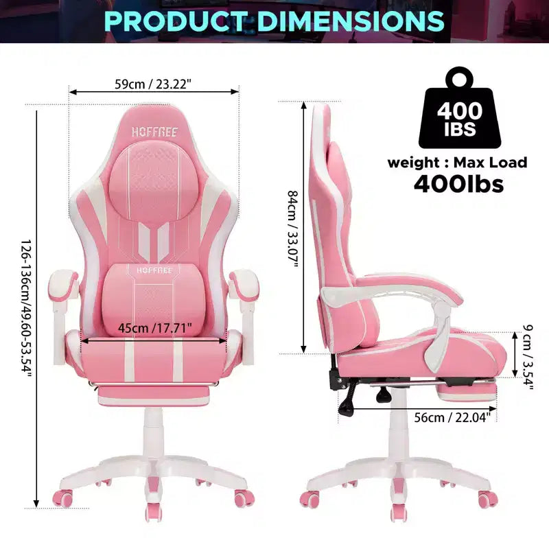 Fauteuil de massage et de jeu extra-large Hoffree, Fauteuil de bureau ergonomique pour PC avec repose-pieds et réglable