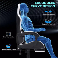 Fauteuil de massage et de jeu extra-large Hoffree, Fauteuil de bureau ergonomique pour PC avec repose-pieds et réglable