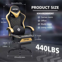 Chaise gaming de massage Hoffree en cuir, chaise de bureau PC ergonomique avec repose-pieds et réglable
