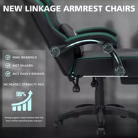 Chaise gaming de massage Hoffree en cuir, chaise de bureau PC ergonomique avec repose-pieds et réglable