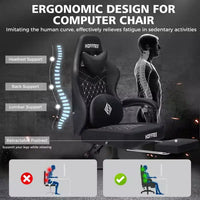 Chaise gaming de massage Hoffree en cuir, chaise de bureau PC ergonomique avec repose-pieds et réglable