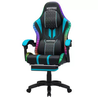 Chaise de jeu massante extra large Hoffree, chaise de bureau PC ergonomique avec haut-parleur Bluetooth et lumière RVB