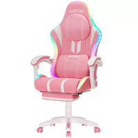 Chaise de jeu massante extra large Hoffree, chaise de bureau PC ergonomique avec haut-parleur Bluetooth et lumière RVB