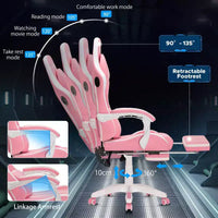 Chaise de jeu massante extra large Hoffree, chaise de bureau PC ergonomique avec haut-parleur Bluetooth et lumière RVB