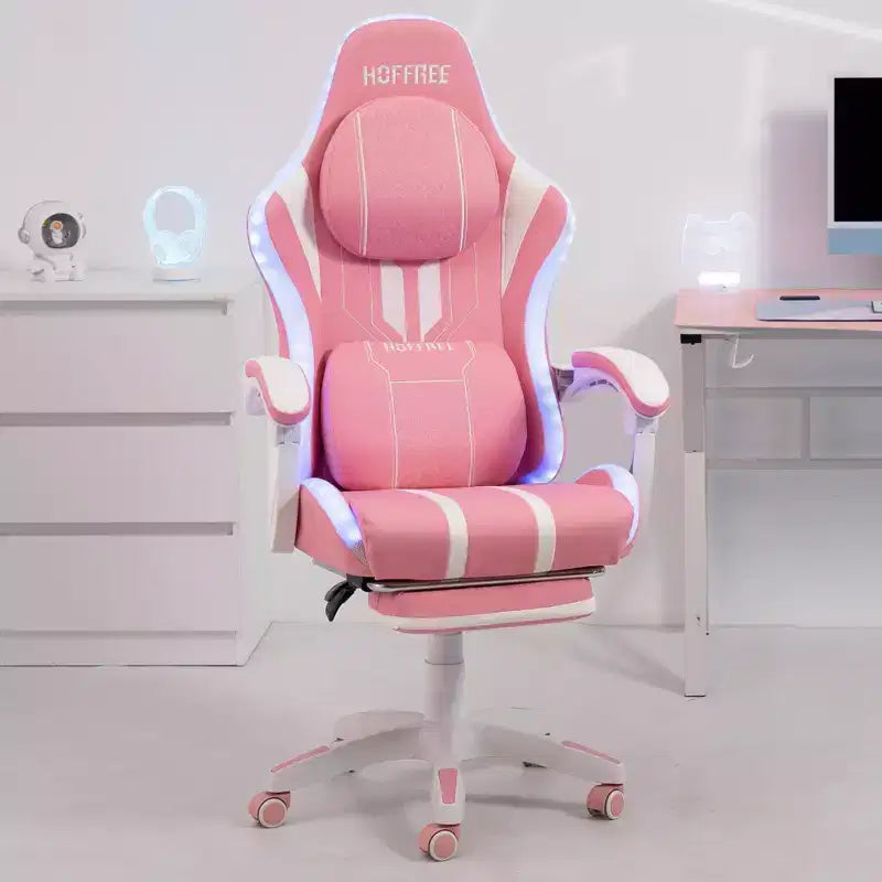 Chaise de jeu massante extra large Hoffree, chaise de bureau PC ergonomique avec haut-parleur Bluetooth et lumière RVB