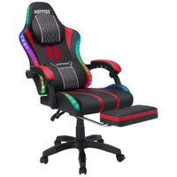 Chaise de jeu massante extra large Hoffree, chaise de bureau PC ergonomique avec haut-parleur Bluetooth et lumière RVB