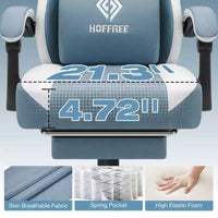 Chaise de jeu massante Hoffree en tissu respirant Chaise de bureau PC ergonomique avec repose-pieds et réglable