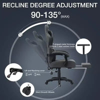 Chaise de jeu massante Hoffree en tissu respirant Chaise de bureau PC ergonomique avec repose-pieds et réglable